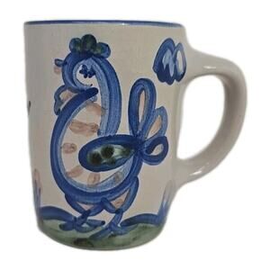 Vtg M A Hadley Pottery Mug Chicken / Roster 10oz " The End" U233
